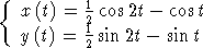 {
   x (t) =  12 cos2t - cost
   y (t) =  1sin 2t-  sin t
           2